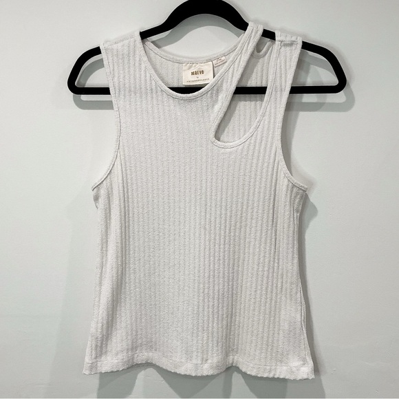 Anthropologie Tops - Anthropologie Maeve Ribbed Cut Out White Tank
